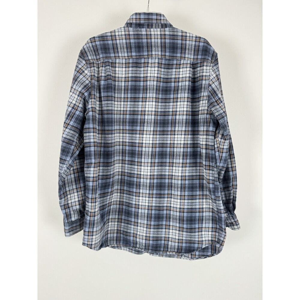 Carhartt Flannel Shirt Button Up Relaxed Fit Heavy Weight Blue Gray Plaid Mens L - Picture 2 of 9